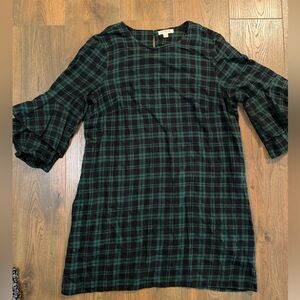 Beach lunch lounge Plaid Ruffle Sleeve Dress